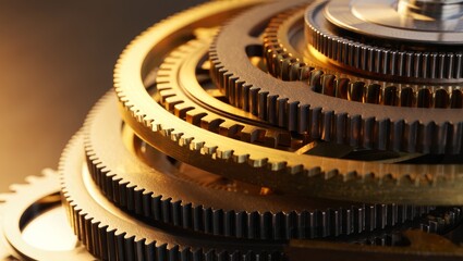 Precision Gears and Cogs Close-Up