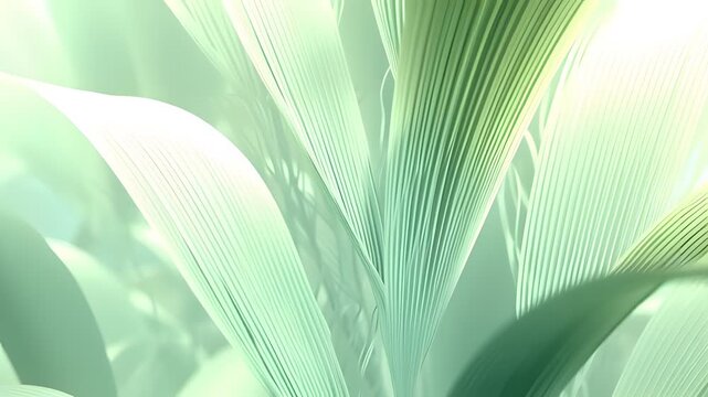 Abstract green leaves with light and shadow in a modern design