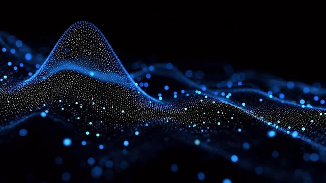 Blue particle wave on dark background