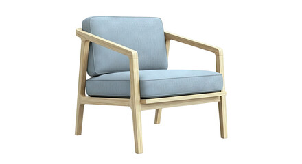 Fototapeta premium Modern Armchair with Wood Frame and Grey Upholstery