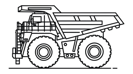 Heavy Duty Truck in Operation: A detailed outline of a heavy-duty truck, the epitome of industrial strength and capacity, stands ready for action, showcasing its robust design and formidable presence. © Ajm