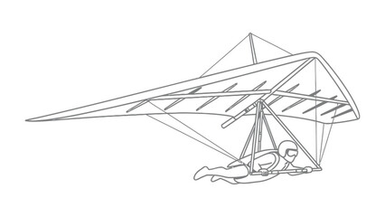 soaring in the sky : a thrilling image capturing the essence of human flight and adventure. A solo hang glider soars against the vast canvas of the sky.