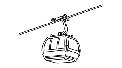 Aerial Journey: A simplified monochrome illustration showcases a cable car gracefully suspended, promising scenic views and adventures from above. © Hasib
