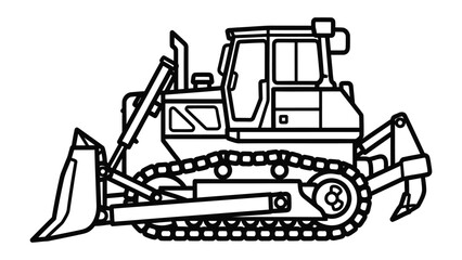 Bulldozer at Work: A bold outline showcases a robust bulldozer, ready for heavy-duty earthmoving tasks, highlighting power and construction potential. © Hasib