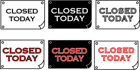 本日休業の店舗向け案内ポスターセット白黒シンプル掲示テンプレート © あゆ 菅野