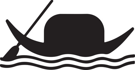 Traditional Rowboat or Gondola Silhouette Nautical Vessel and Water Transport Icon © Akash
