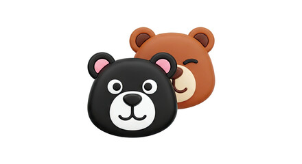 Obraz premium Two Cartoon Bears: Black and Brown