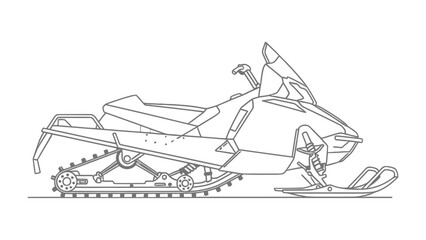 Naklejka premium Snowmobile outline: A detailed outline of a snowmobile, ready for winter adventures, showcasing its design and components, it captures the essence of winter sports and exploration.