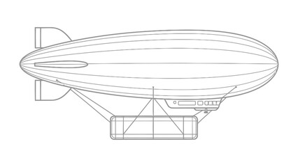 Zeppelin Aerial Voyage: An intricate illustration of a zeppelin against a clean backdrop, capturing its elegance, engineering, and the spirit of exploration. © mahmuda428