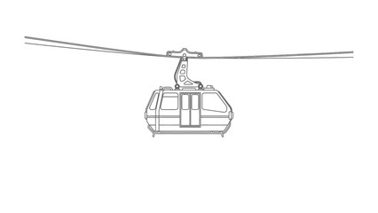 Cable Car Ascent: An illustration of a cable car, suspended mid-air between sturdy cables, exemplifies an urban transportation system. © mahmuda428