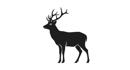 Obraz premium Black Silhouette Deer with Antlers.