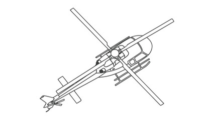 Aviation Marvel: Overhead view of a helicopter outlining, highlighting its complex machinery and aerodynamic design. © Mohiuddin123