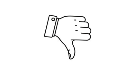 Hand gesture thumbs down simple line drawing icon. © Homsul