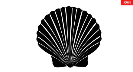 Black and White Scallop Shell Silhouette © Roni