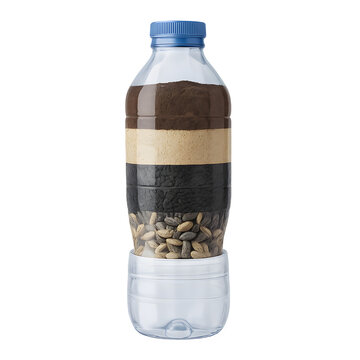 Soil Water Filter System with Sand and Charcoal Layers Isolated on Transparent Background PNG