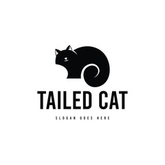 Minimalist Black Cat Silhouette Logo Design