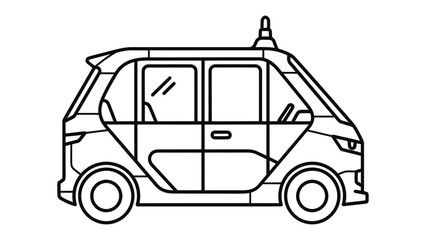 Fototapeta premium Autonomous vehicle innovation: The image shows a sleek, modern autonomous vehicle, highlighting technological advancement in transportation.