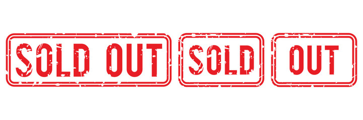 Red Grunge Sold Out Rubber Stamp Badge Vector Collection &ndash; Vintage Deal Label, Sale Sticker and Distressed Logo
 Design Set