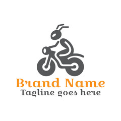Fototapeta premium Bike Rider Ant Logo. Fully Vector File. CMYK color mode. Editable color. Easy to download.