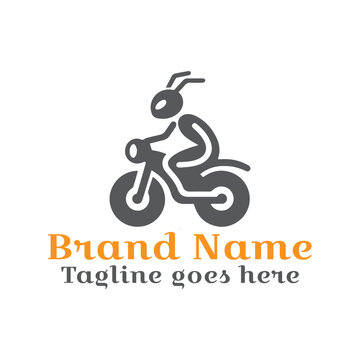 Bike Rider Ant Logo. Fully Vector File. CMYK color mode. Editable color. Easy to download.