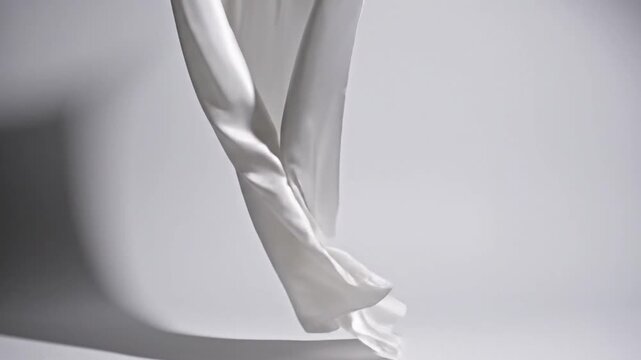 White Satin Fabric Flowing in Motion.