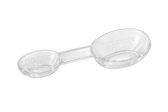 Clear plastic measuring spoon for medicine and liquids