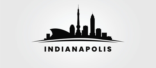 Minimalist Indianapolis skyline illustration featuring Soldiers&rsquo; and Sailors&rsquo; Monument.