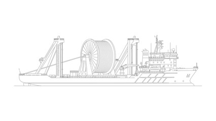 Obraz premium Cable Laying Vessel: A detailed illustration of a specialized vessel designed for laying underwater cables.