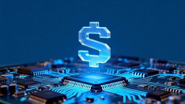 Dollar symbol on circuit board