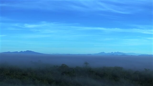 Marawaka Mountain Range Kapuna Hospital Baimuru Delta Gulf Province Papua New Guinea Papua Niugini aerial drone morning fog Mount Kabangama Hagen Karurua Ara'ava Village swamp costal jungle upwards