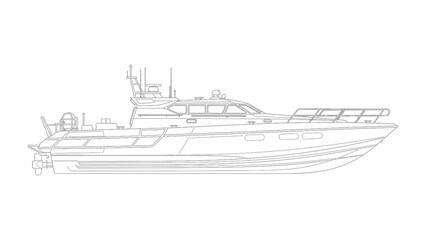 Fototapeta premium Marine Vessel Blueprint: A detailed blueprint of a sleek marine vessel, showcasing the lines and features of a powerful and modern yacht. 
