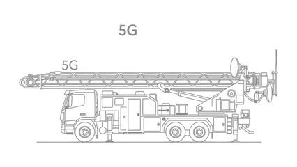 Mobile Crane in Action: A modern mobile crane, featuring cutting-edge 5G technology, stands ready to assist in the technological evolution. © hafs121
