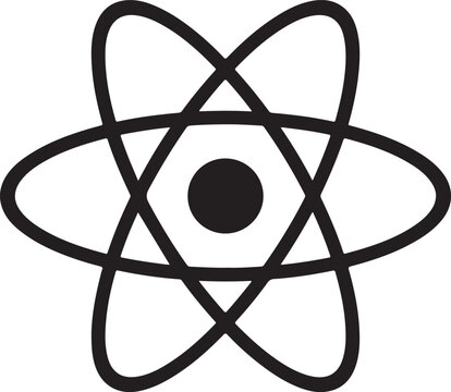ReactJS Logo Icon Black on White Background for Web Development