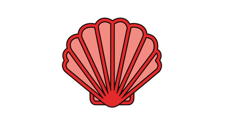Stylized Red Scallop Shell Icon - Simple Marine Symbol © Salon