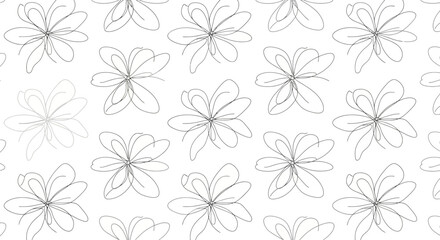 Obraz premium Elegant Floral Pattern with Delicate Outline Flowers on White Background