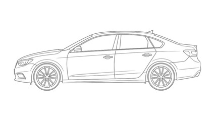 Obraz premium Sleek Car Outline: A modern car outline, illustrating the smooth lines and design of a sedan vehicle.