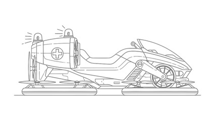 Naklejka premium Futuristic Hovercraft Rescue Vehicle: A sleek, imaginative illustration of a futuristic hovercraft rescue vehicle, engineered for rapid response and emergency situations.