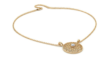 Delicate gold heart necklace isolated on white background symbolizing love romance elegant jewelry minimal fashion accessory gift concept for valentine wedding and anniversary celebration