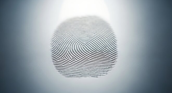 A close-up shot of a fingerprint against a dark background with spotlight