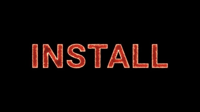 Install Text Glowing Neon Reveal Animation Orange Isolated On Black Background