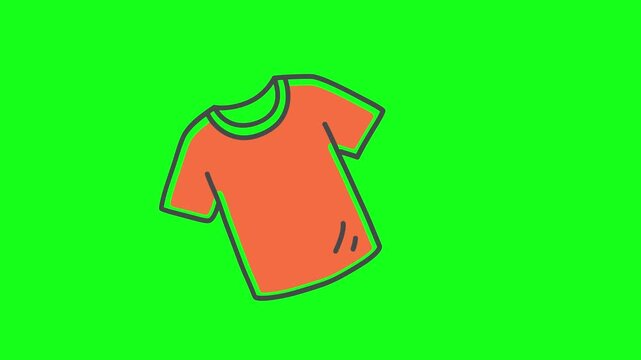 Animated T-shirt icon on green screen and white background. 2D flat motion graphic for fashion, apparel, and casual wear