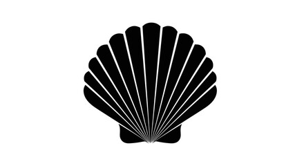 Black Scallop Shell Silhouette Vector Icon © udin