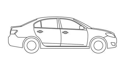 Obraz premium Sleek Sedan Silhouette: A minimalist monochrome depiction of a modern sedan, capturing its elegant lines and sophisticated form.