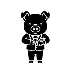 Obraz premium Cartoon Pig in Business Suit Illustration.