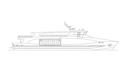 Elegant Vessel Silhouette: A meticulously crafted outline of a sleek, modern passenger ship, perfect for illustrating the essence of nautical travel.