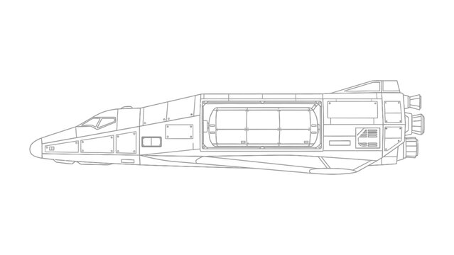 Blueprint of a Space Shuttle: A detailed blueprint of a space shuttle, showcasing the intricate design and components of the spacecraft, inviting curiosity about space exploration and innovation.