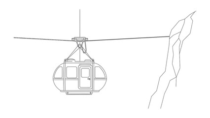 Cable Car Ascent: A modern cable car ascends towards a rocky mountain, its design a fusion of form and function against a stark landscape. © AJM
