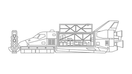 Technological Blueprint: An intricate blueprint of a futuristic spacecraft showcases advanced engineering and design, offering a glimpse into the potential of space exploration. © hafs121