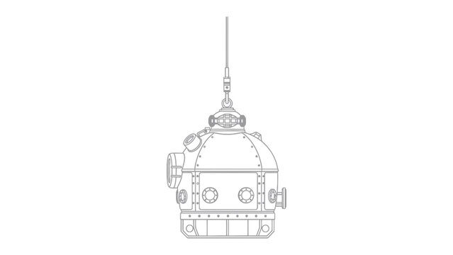 Deep-Sea Submersible Exploration: A detailed line drawing of a state-of-the-art submersible, poised to explore the unexplored depths of the ocean.