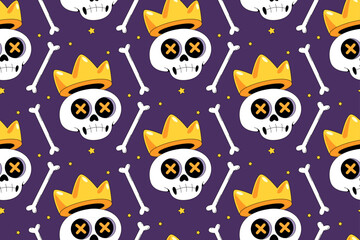 Royal Skull Crown Seamless Pattern